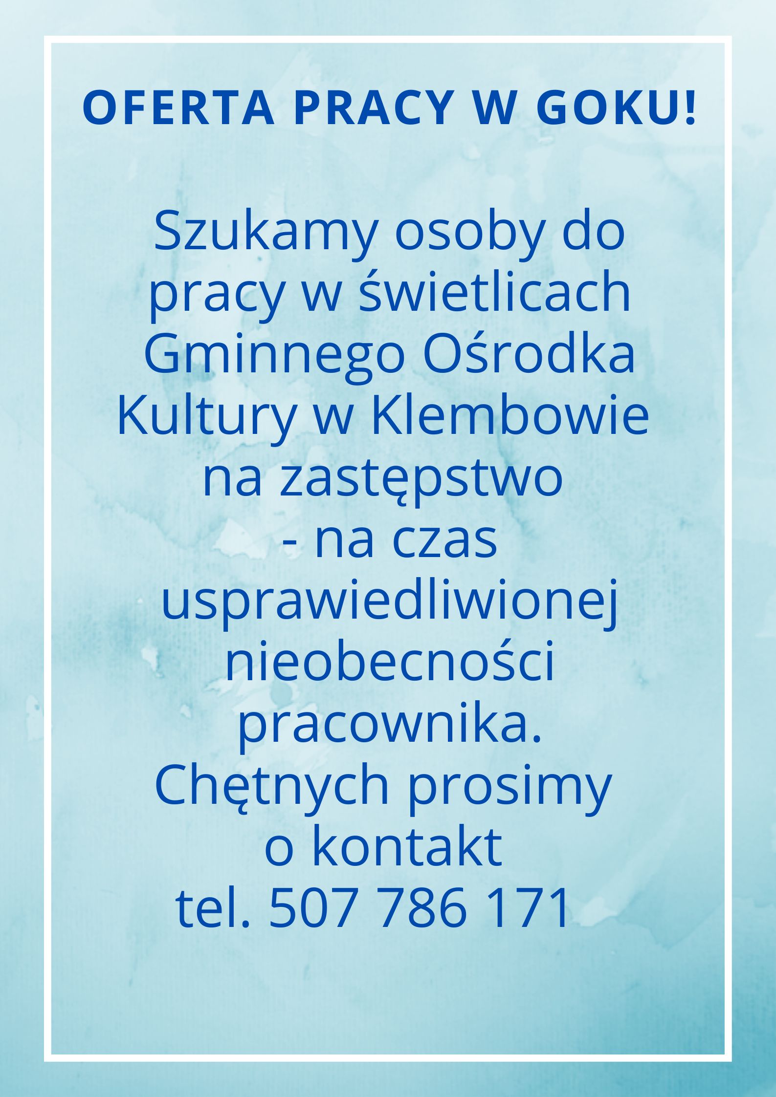 Oferta pracy w świetlicach GOK