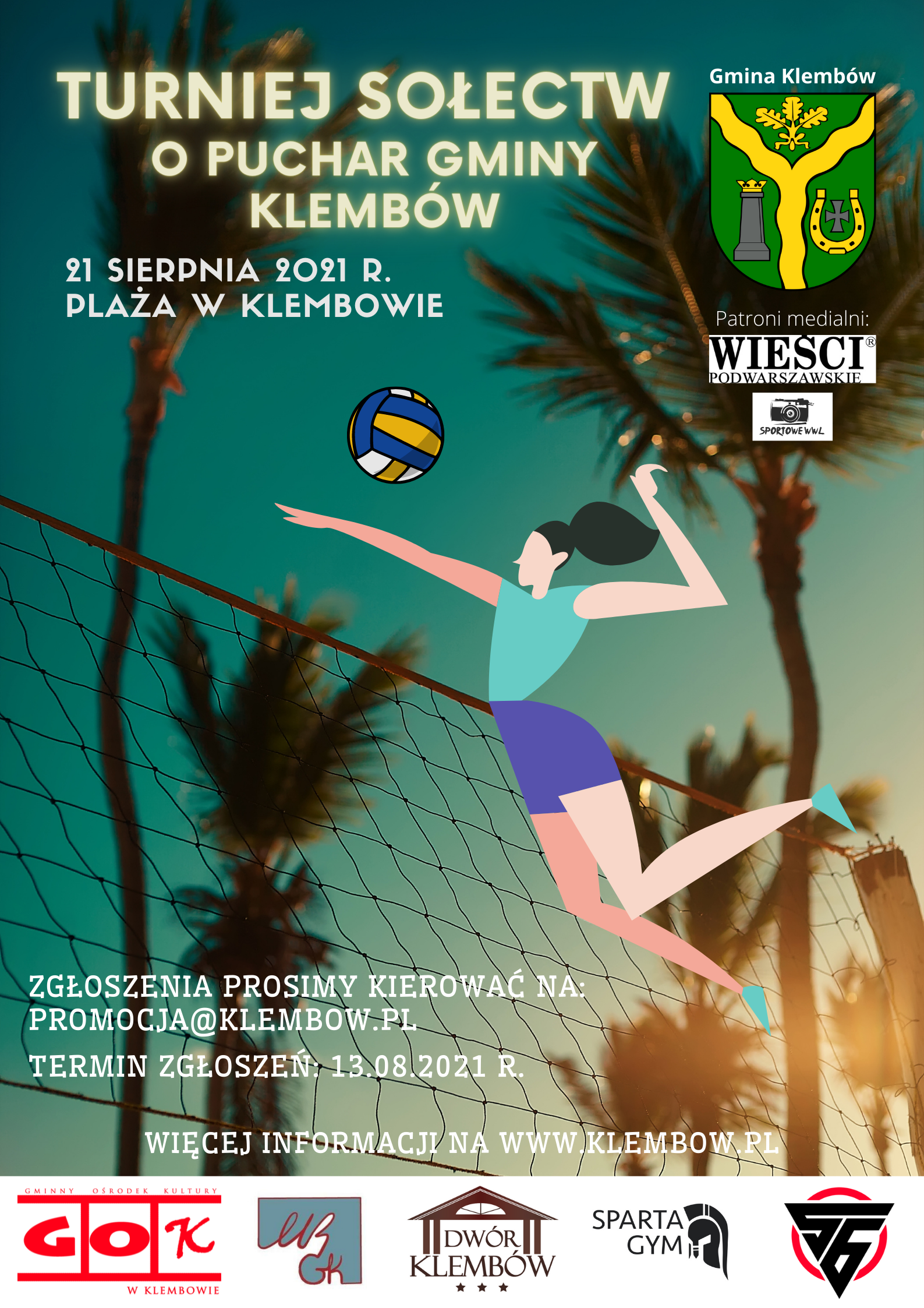 Serdecznie zapraszamy mieszkańców Gminy Klembów do udziału w turnieju siatkówki plażowej! Sobota, 21 sierpnia 2020 r., plaża w Klembowie przy Gminnym Ośrodku Kultury. Planowana godzina rozpoczęcia turnieju: 10:00.