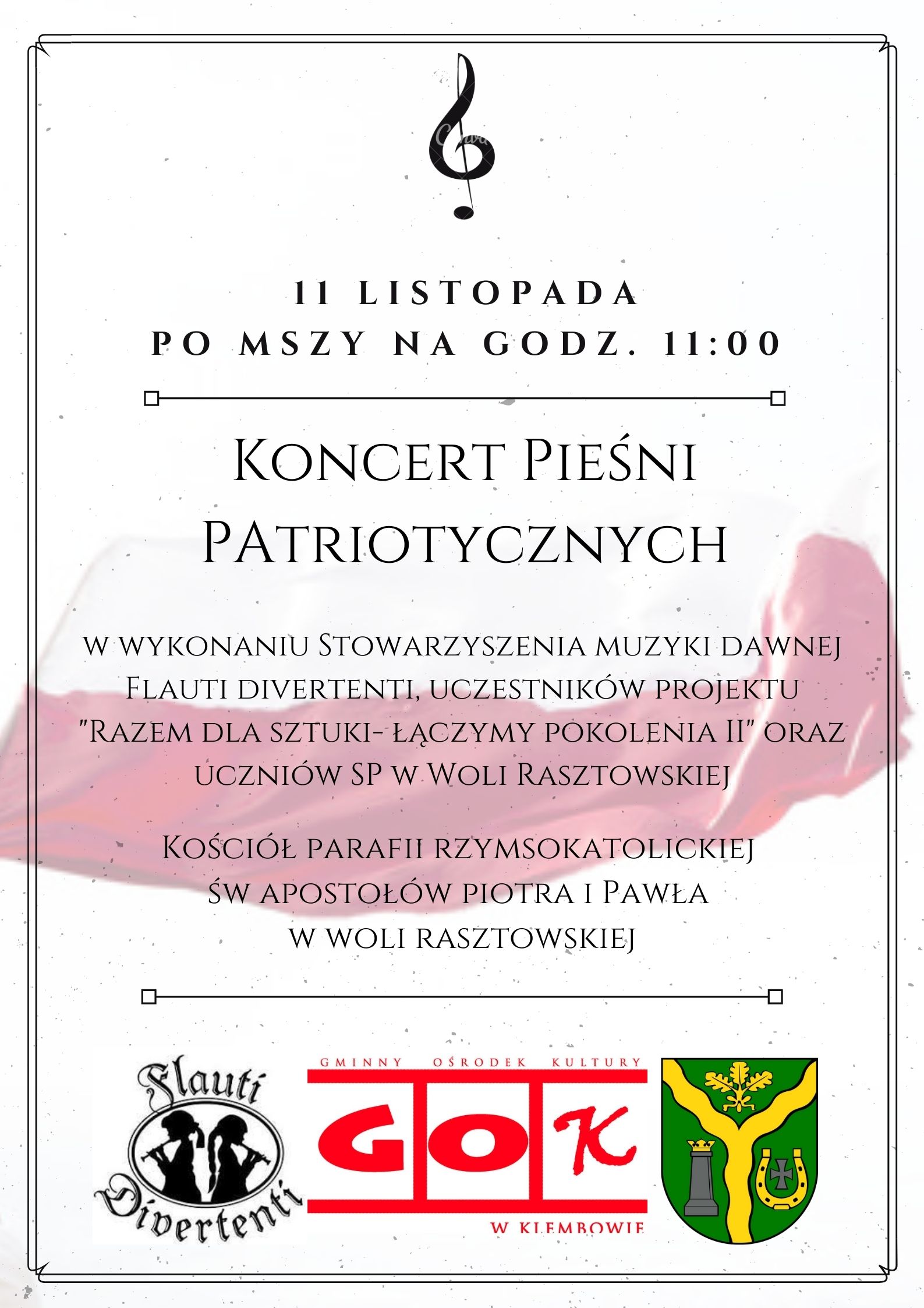 Obchody Narodowego Dnia Niepodległości 11 listopada- Koncert Pieśni Patriotycznej