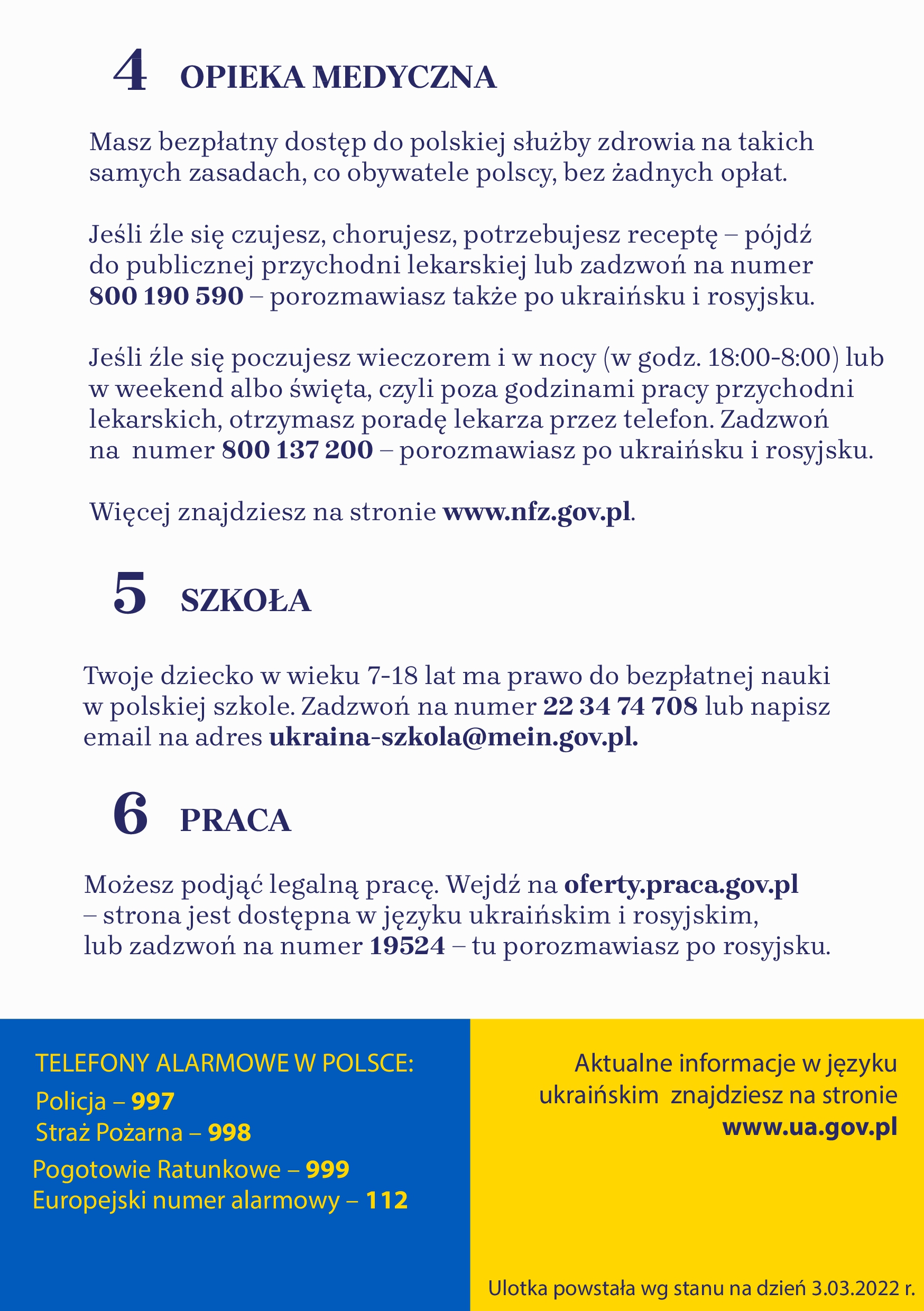 Informacje dla uchodźców z Ukrainy
