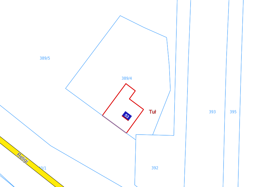 Mapa przedstawiajaca obszar budynku handlowo-usługowego